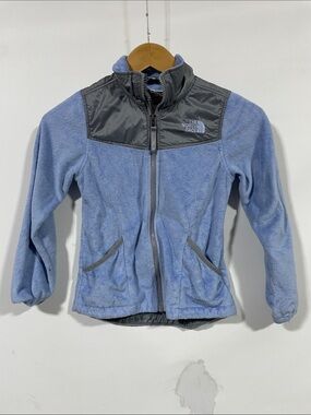The North Face Light Blue Fleece Jacket with Gray Yoke